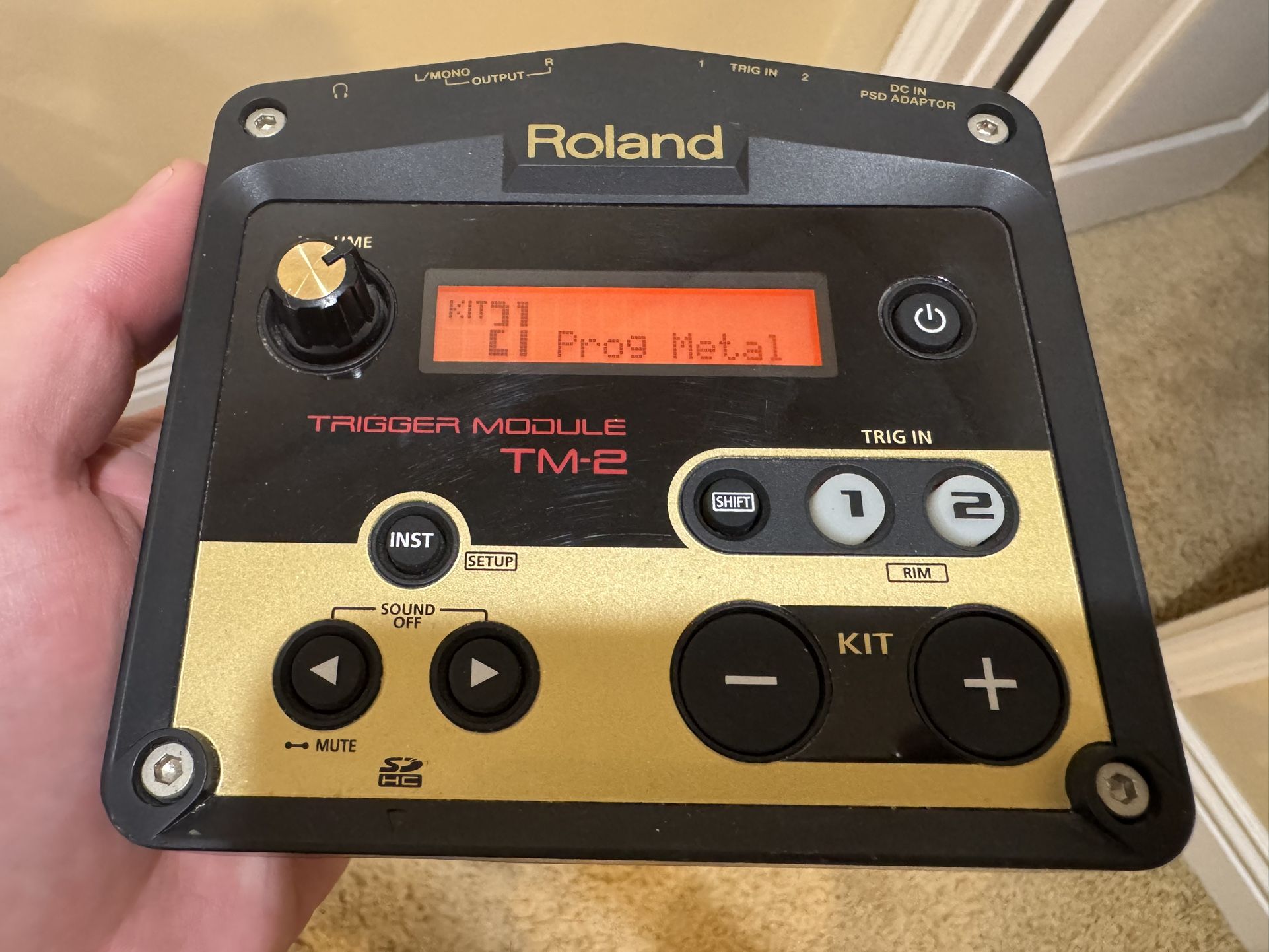 Roland TM-2 Drum Percussion Trigger Module With Charger, Mount, And Box