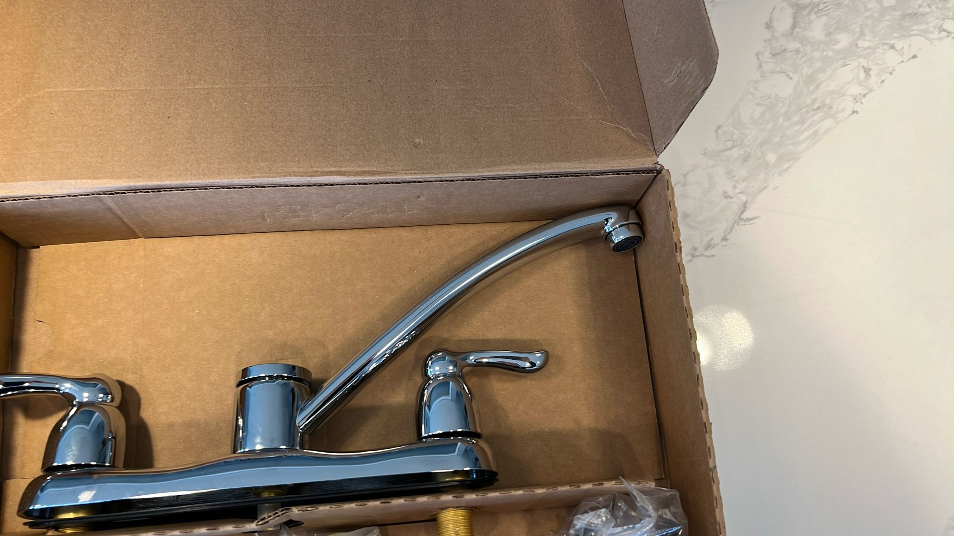 Moen Chateau Double Handle Kitchen Faucet with Metal Lever Handles and Sidespray Model: 7907