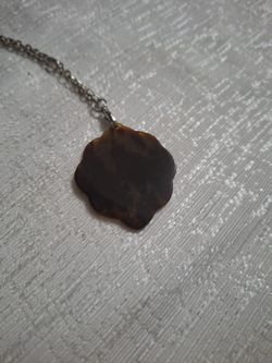 Tortoiseshell Pendant Necklace Silver Chain