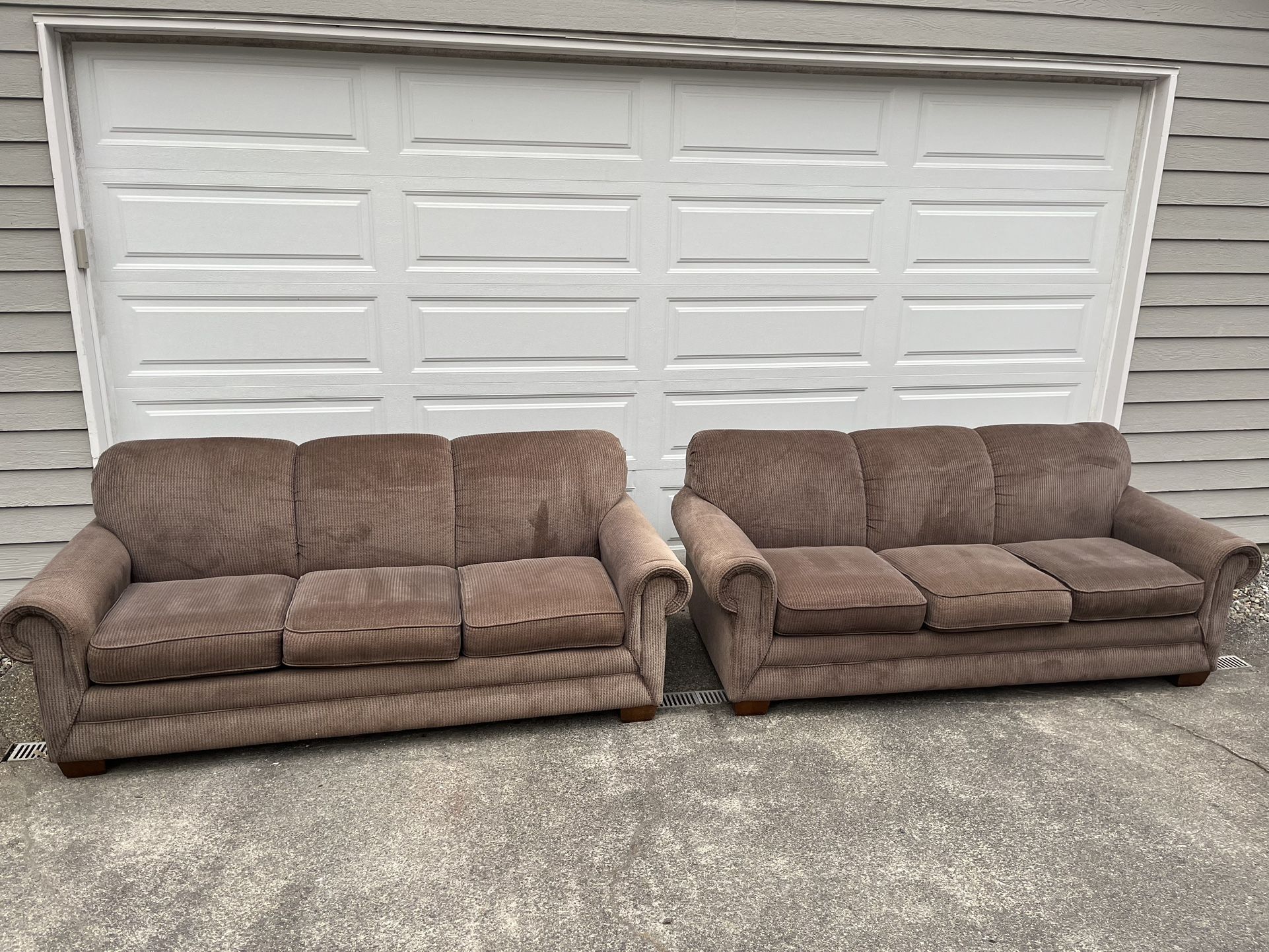 Free: Two Brown La-Z-Boy 3-seater Sofas