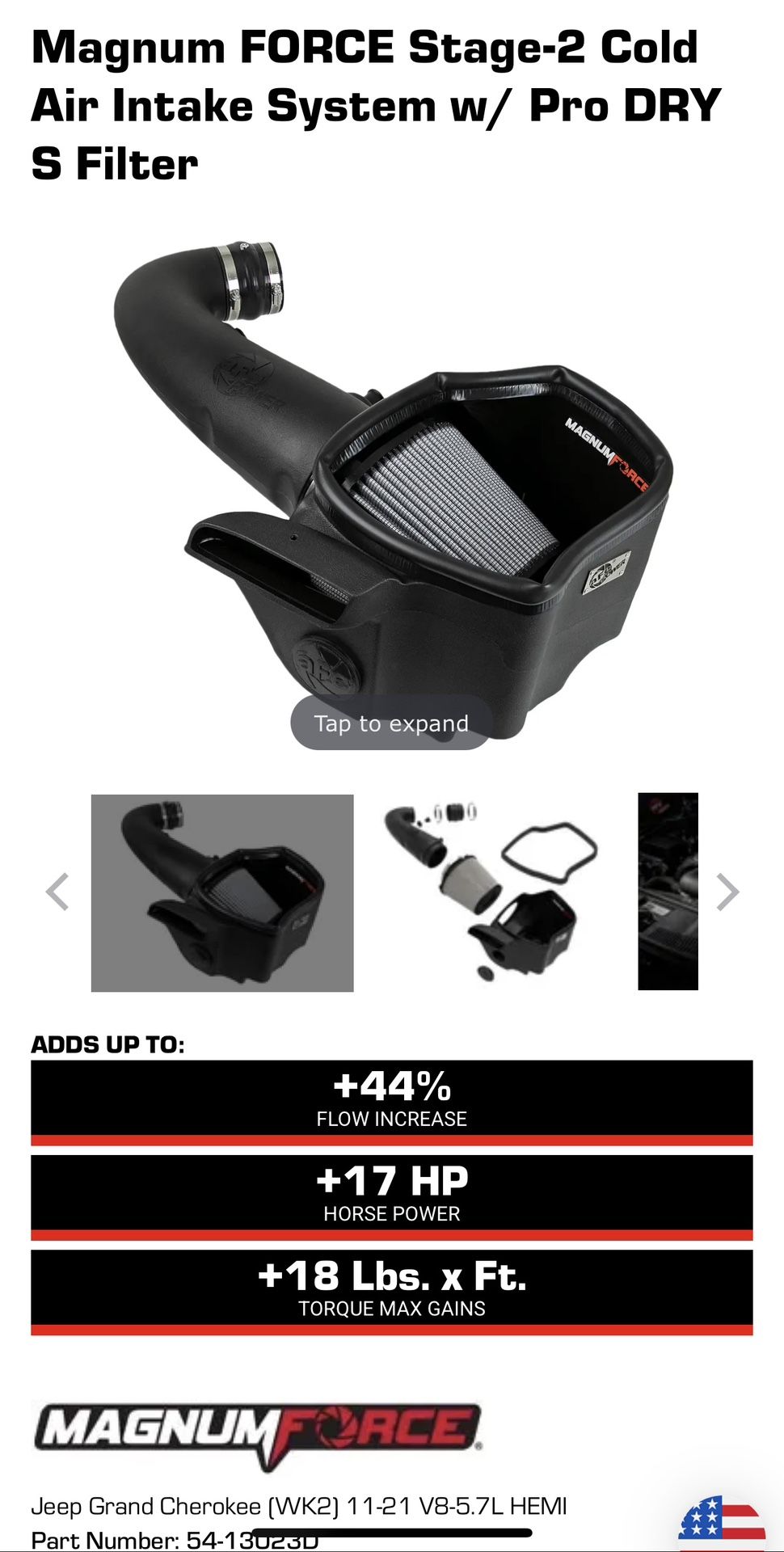 AFE intake for jeep grand Cherokee(11-21) and Dodge Durango (11-25)