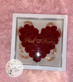Personalized Full Heart Shadow Box With Paper Flowers for Valentine’s Day Or Any Occasion