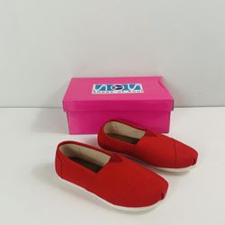 Brand New Girls Red Canvas Flats