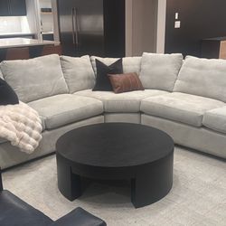 Crate & Barrel Axis II L-shaped Couch In Grey Microfiber