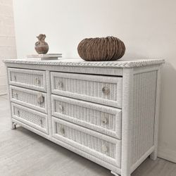 restored Rattan White Dresser