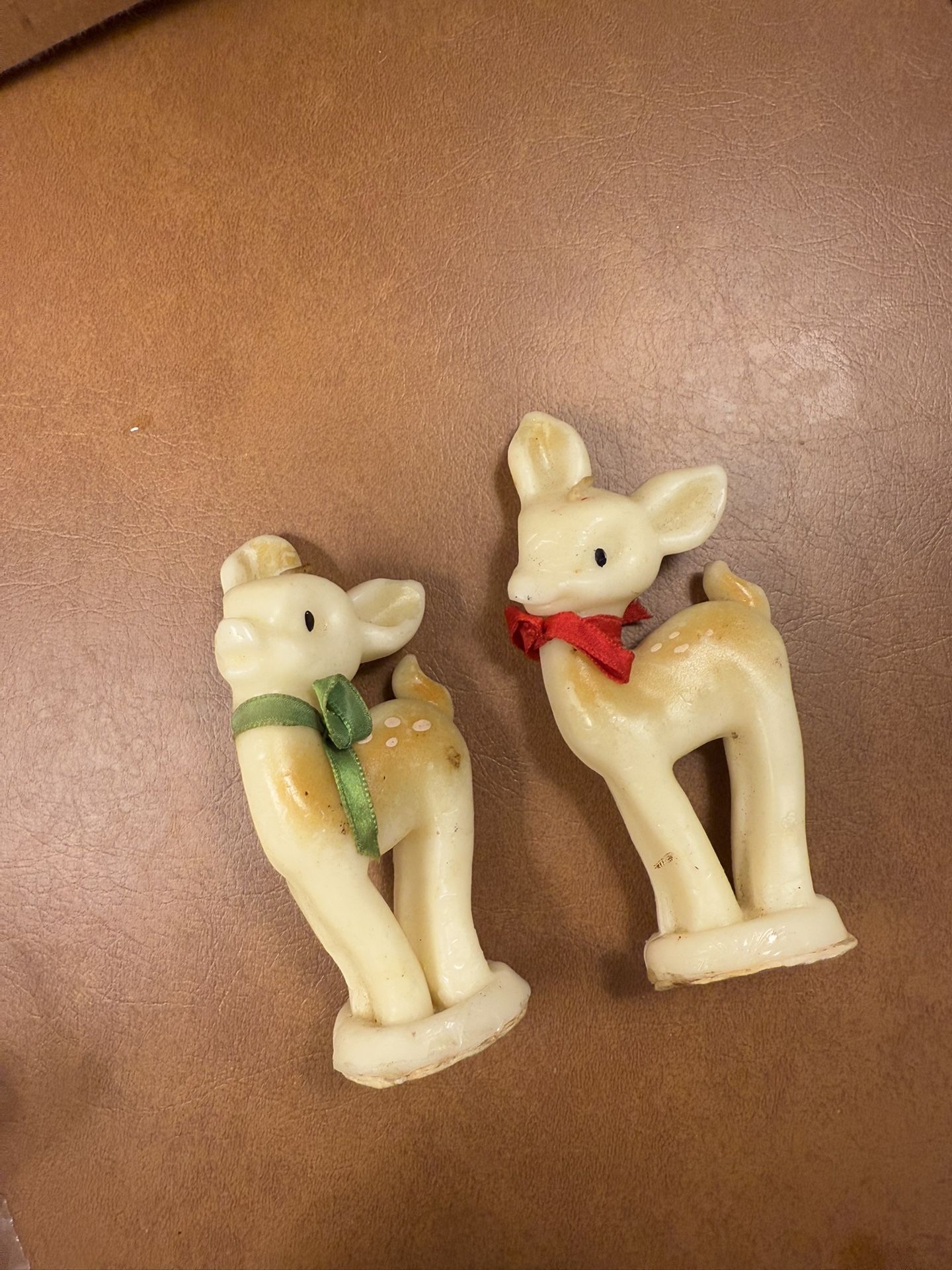 Pair of Vintage Tavern Christmas Deer Candles