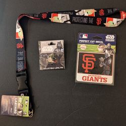San Francisco Giants Star Wars Yoda - Rebel Pin / Decal / Lanyard Set - SF Giants