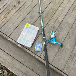 Fishing Pole With Small Tackle Box 