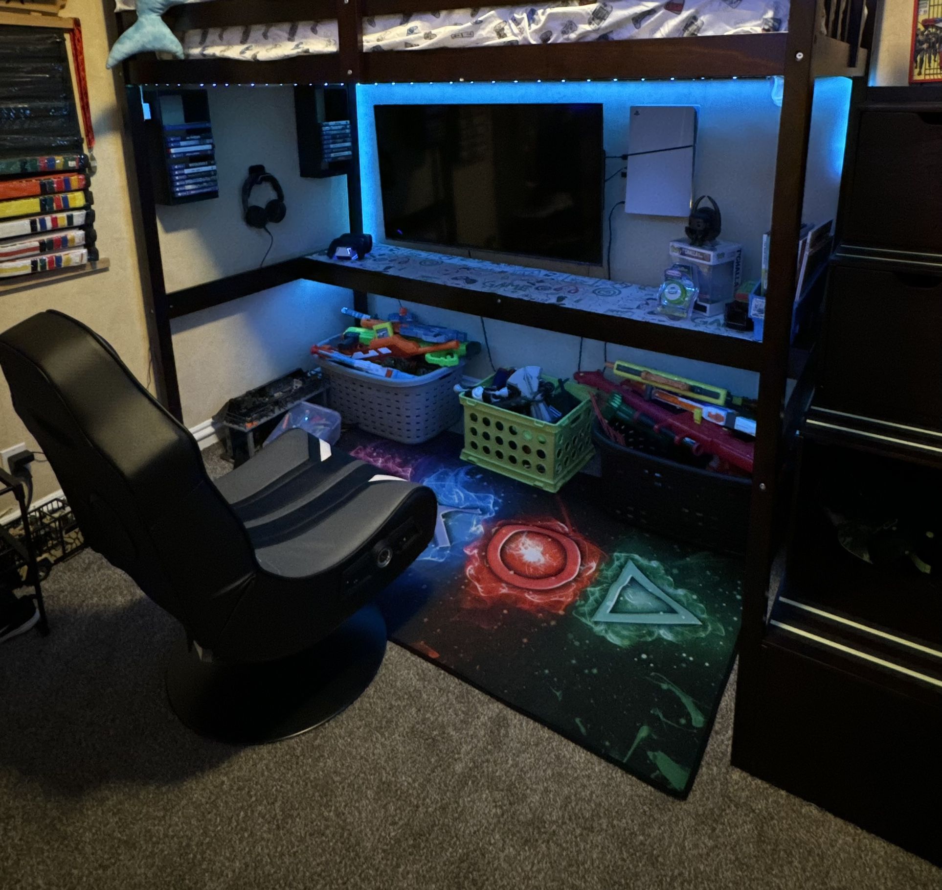 Raised Loft Bed With Storage Stairs