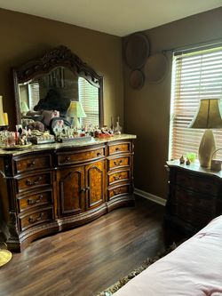 Large Wood Dresser & night stand