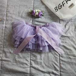 Lavender Tutu And Matching Floral Headband 