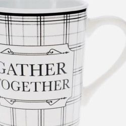 Black and White Plaid Mug, 16 oz.(Gather together )Coffee Tea-Insprational Mug