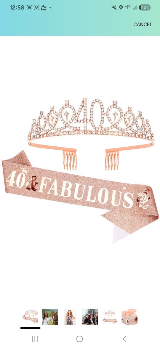 Casoty 40 & Fabulous Hairband and Tiara Set, Rose Gold, for Women's 40th Birthday Decorations, Gifts for Women, Party Decorations