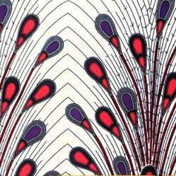 African Fabric 1 Yard Cotton Wax Ankara Print WHITE PINK PURPLE Abstract
