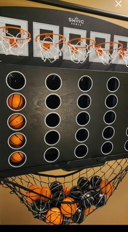 SWOOC Games - Low Post Lineup | Wall Mounted Giant Basketball 4 in A Row w/ 5+ Games | Basketball Hoop for Room Wall Games | Game Room Games | Mini Ba