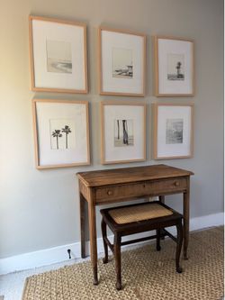 Antique desk and bench with Cain top