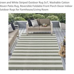 New 5x7 Green And White outdoor /Indoor Rug 