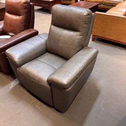 Grey Top Grain Leather Power Recliner - Providence