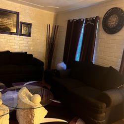 Black Suede Couches 2set 