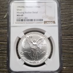 1992 Libertad Missing Feather Variety MS69