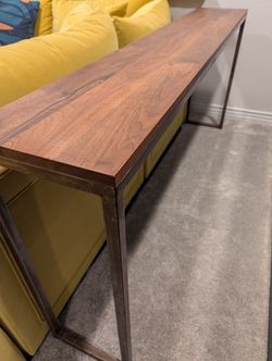 Solid Walnut and Steel Console Table