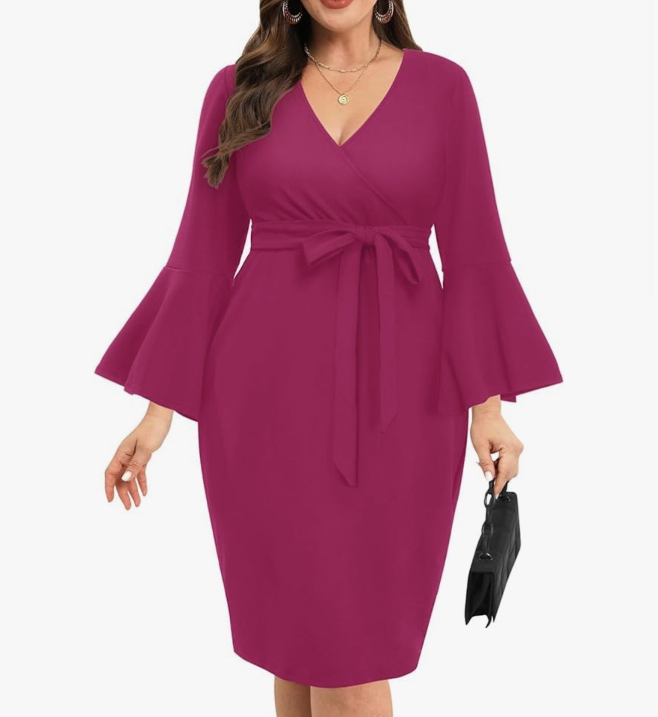 Hot Pink Dress Plus Size Wedding Guest Fuschia Formal -size 20