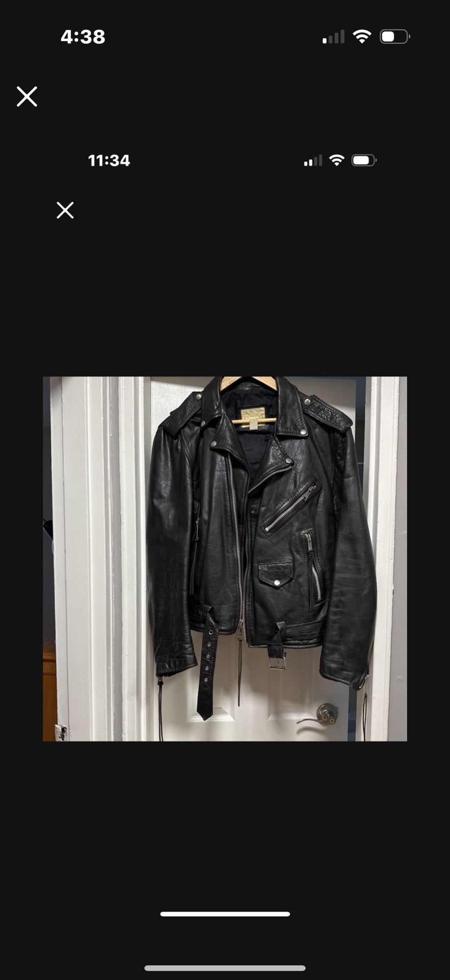 Leather motorcycle jacket, size 46
