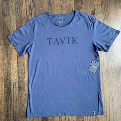 TAVIK+ 100% Cotton Men's Modern Beach Logo Graphic T-Shirt - Slate Blue Large