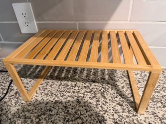 Bamboo Cabinet Shelf Organizer Riser