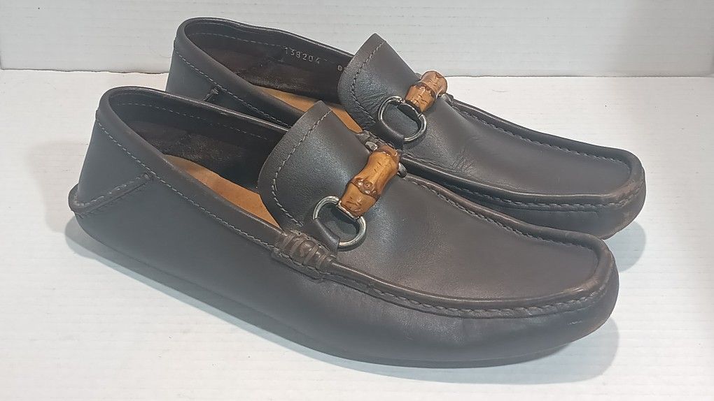 Leather Bamboo Horsebit Loafers Size 8.5