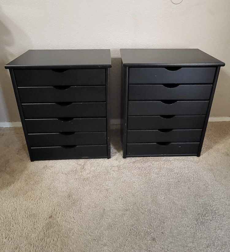 Black Tables Solid Wood End Table Craft Storage Drawers Multiuse Night Stand