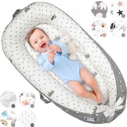 Baby Lounger for Newborn Cover - Newborn Lounger for 0-12 Months, Breathable & Portable Infant Lounger - Adjustable Cotton Soft Baby Floor Seat for Tr