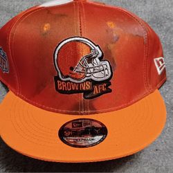 Cleveland Browns Snapback New Hat Cap Splash Coloring White Orange 9fifty 