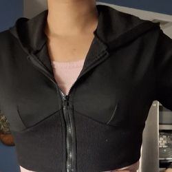 Crop Black Hoodie 