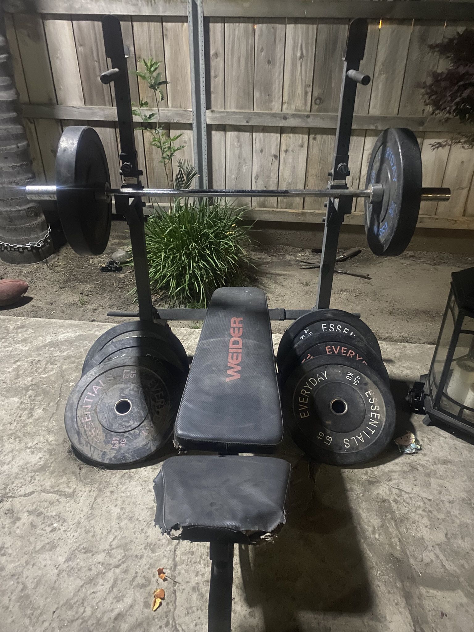 Weights With Barbell Rack And Bench