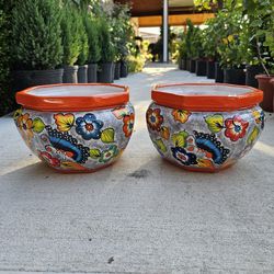 Talavera Butterfly Octagon Clay Pots. Planters. Plants. Pottery $45 cada uno