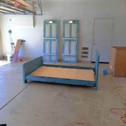 Bedroom Set Bed Frame With Side Rack Size Full And Two Door Shelf Light Up Solid Wood $100 For The Set Price Is Firm 