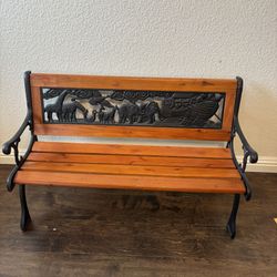 Kids 2 Seater Garden Patio Childrens Bench with Animal Design, Wooden & Cast Iron Mini Sized Park Outdoor Bench