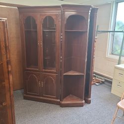 Curio Cabinet Shelf Shelving 3pc Storage Entertainment Hutch Nice Wood