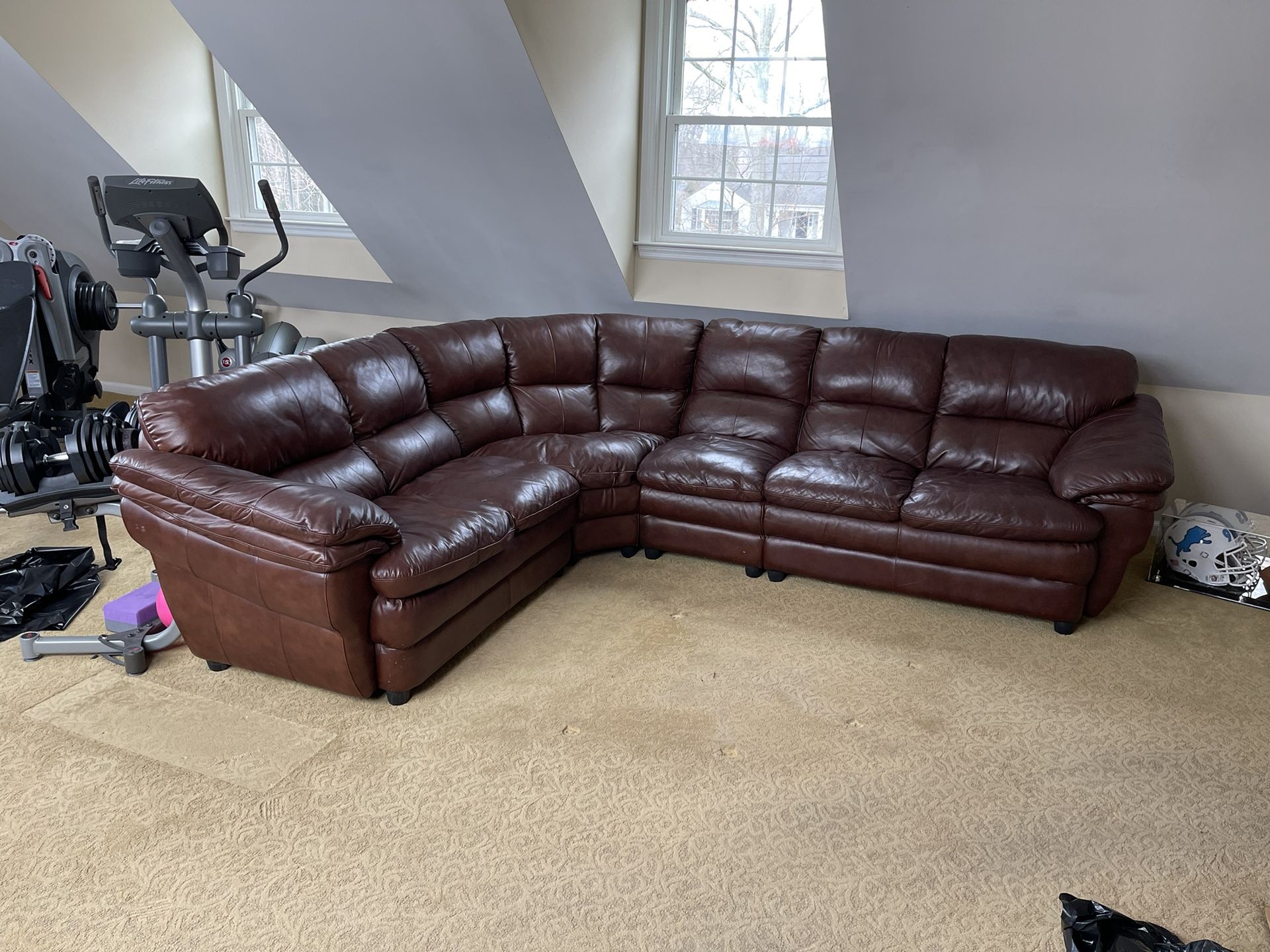 Brown Genuine Leather Sectional Modular Sofa By Superb Creation