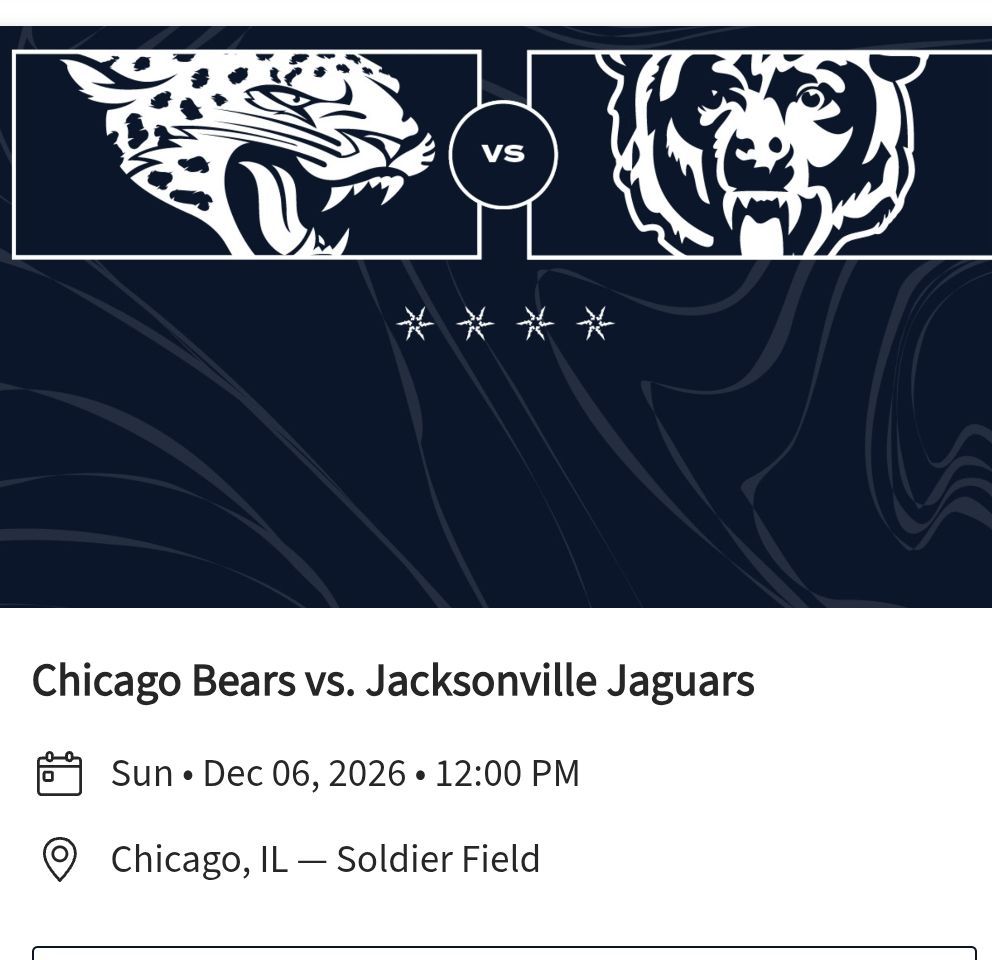 4 Tickets Chicago Bears vs Jacksonville Jaguars