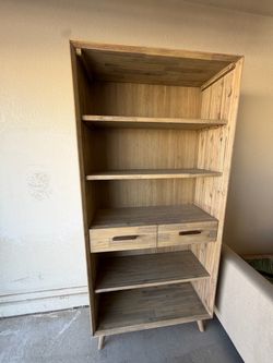 Living Spaces Allen Grey 75" Bookcase with Drawers
