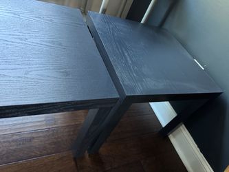 Black Wood Grain Side Table, set of 2
