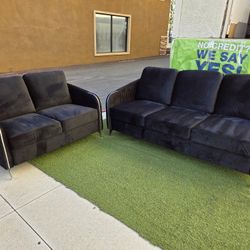 Brand New Sofa & Lobe Seat Black Velvet Chrome Legs $549