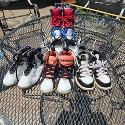 6 Pairs Of Toddler Nike Air Jordan Retro 7s, 4s, 1 Mids, ACG Boots Size 11C-13C