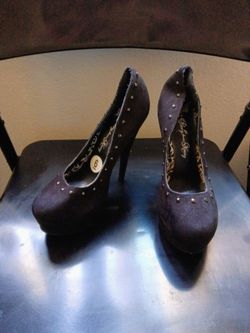 Katy Perry Black Suede Studded Platform Heels