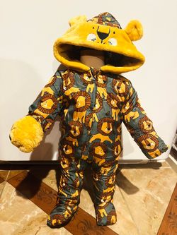 Toddler Winter Lion Print Jumpsuit