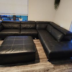 Black Faux Leather Couch 