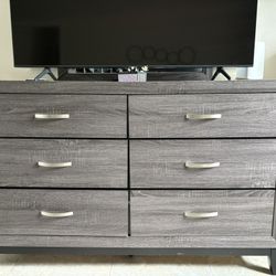 Long Dresser With Mirror Dark Grey 