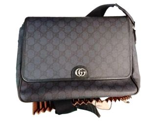 Gucci Black Gg Coated Blue Purse / Handbag